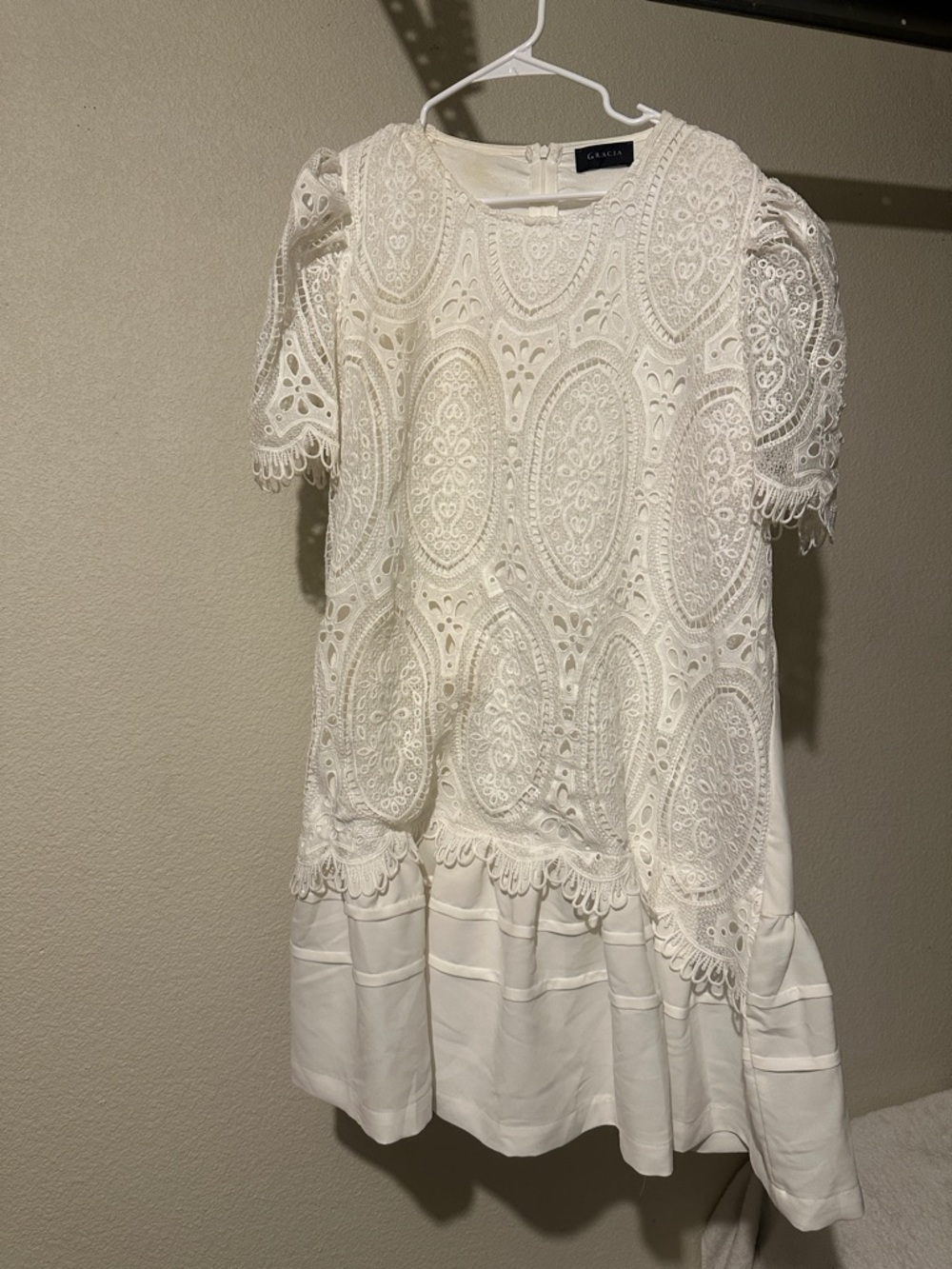 Gracia Cream Lace Overlay Mini Dress